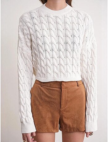 Pull court épais avec motif tresse mixray