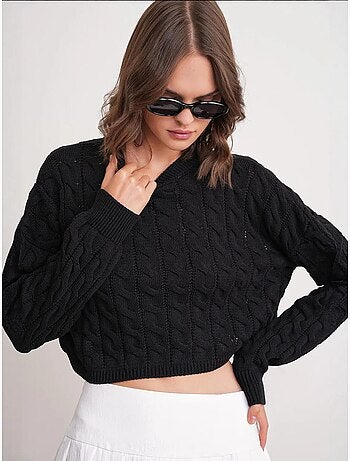 Pull court épais avec motif tresse mixray