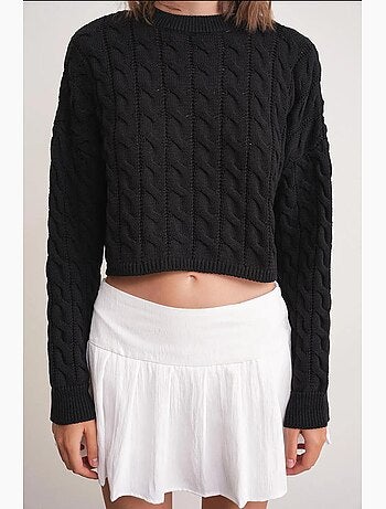 Pull court épais avec motif tresse mixray