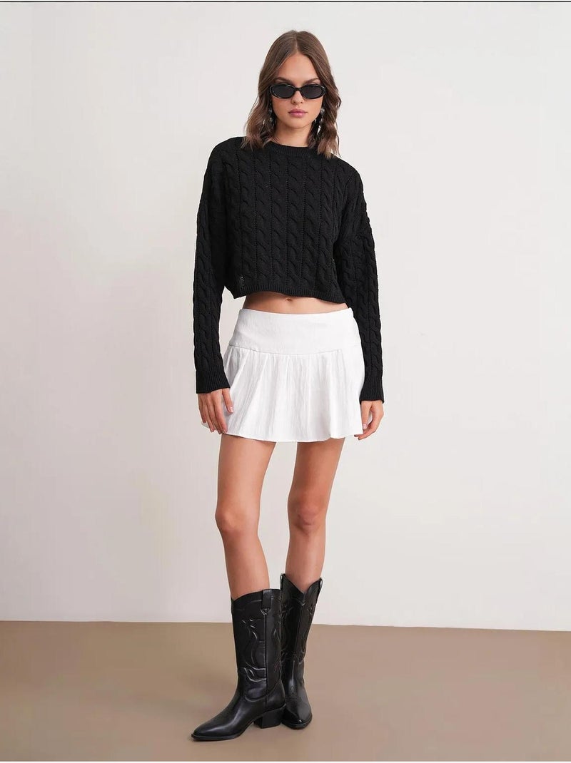 Pull court épais avec motif tresse mixray Noir - Kiabi