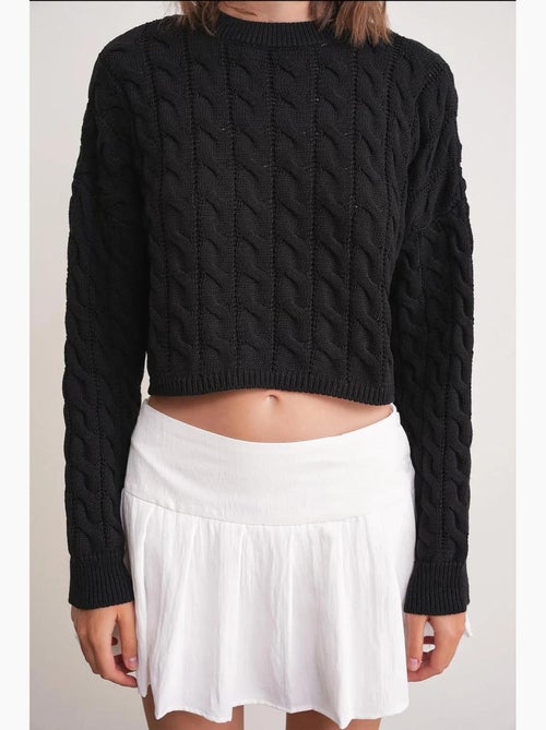 Pull court épais avec motif tresse mixray - Kiabi Pull court épais avec motif tresse mixray - Kiabi