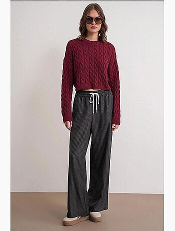 Pull court épais avec motif tresse mixray