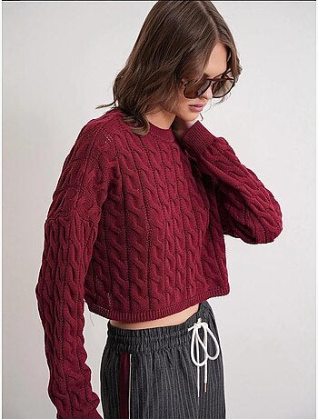 Pull court épais avec motif tresse mixray