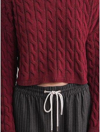 Pull court épais avec motif tresse mixray