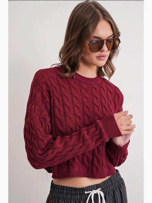 Pull court épais avec motif tresse mixray - Kiabi Pull court épais avec motif tresse mixray - Kiabi