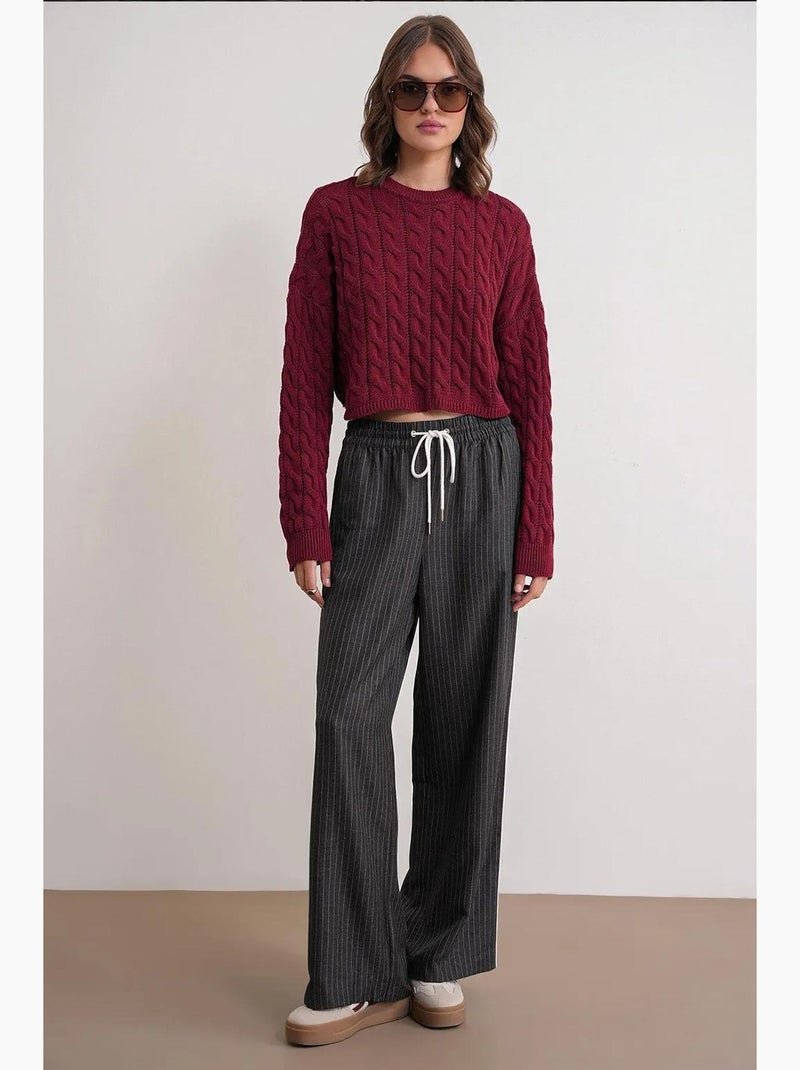 Pull court épais avec motif tresse mixray Rouge bordeaux - Kiabi