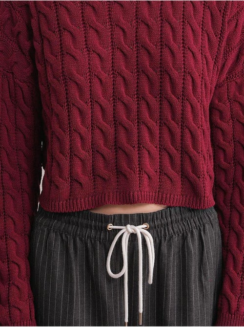 Pull court épais avec motif tresse mixray - Kiabi Pull court épais avec motif tresse mixray - Kiabi