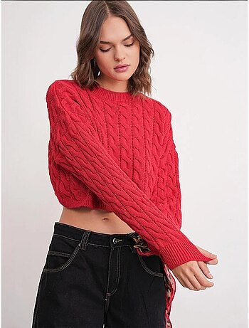 Pull court épais avec motif tresse mixray