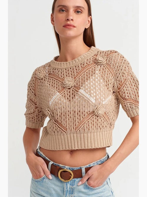 Pull court femme texturé à col rond dilvin - Kiabi Pull court femme texturé à col rond dilvin - Kiabi