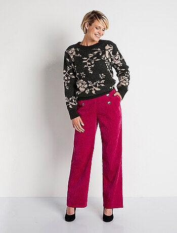 Pull court jacquard fleuri