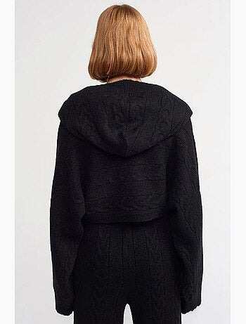 Pull court oversize à capuche et maille torsadée dilvin