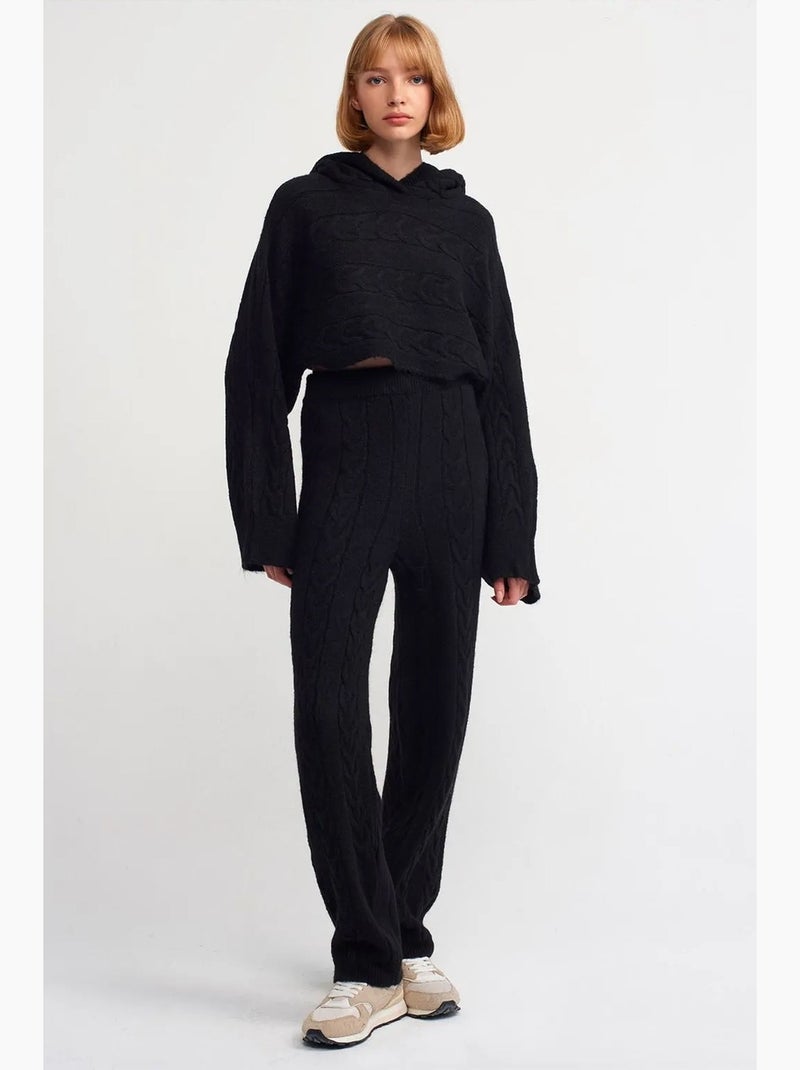 Pull court oversize à capuche et maille torsadée dilvin Noir - Kiabi