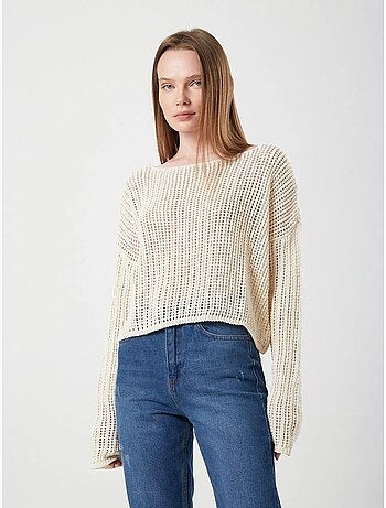 Pull court surdimensionné en tricot texturé mixray
