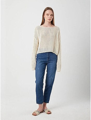 Pull court surdimensionné en tricot texturé mixray