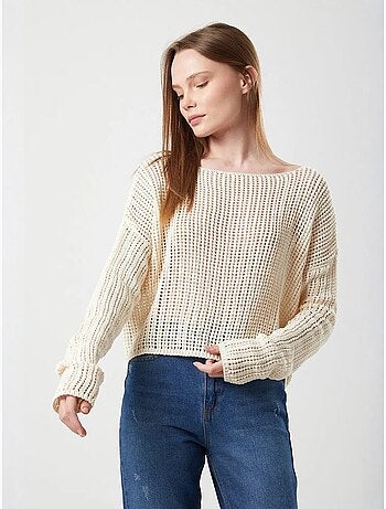 Pull court surdimensionné en tricot texturé mixray