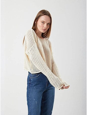 Pull court surdimensionné en tricot texturé mixray