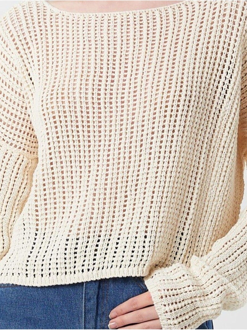Pull court surdimensionné en tricot texturé mixray Beige - Kiabi