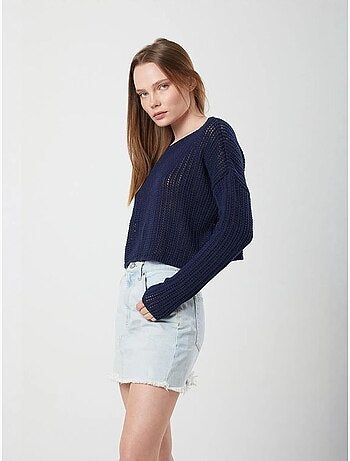 Pull court surdimensionné en tricot texturé mixray