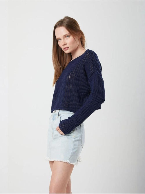 Pull court surdimensionné en tricot texturé mixray - Kiabi