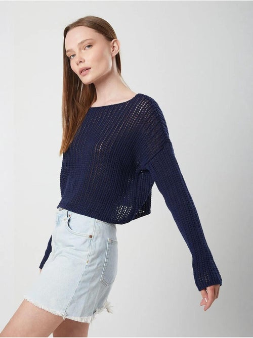 Pull court surdimensionné en tricot texturé mixray - Kiabi