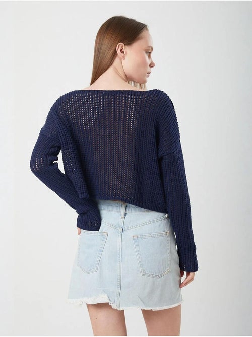 Pull court surdimensionné en tricot texturé mixray - Kiabi