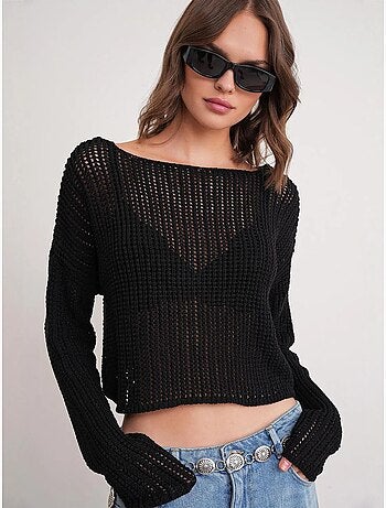 Pull court surdimensionné en tricot texturé mixray