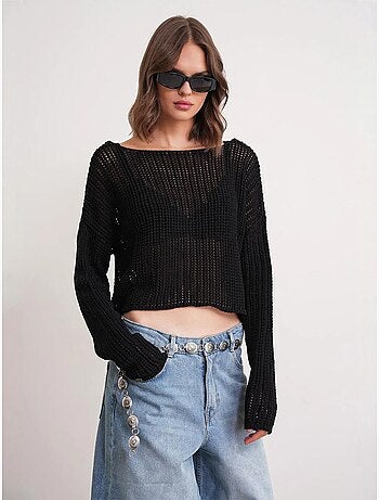 Pull court surdimensionné en tricot texturé mixray