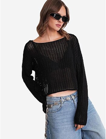 Pull court surdimensionné en tricot texturé mixray