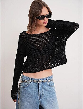 Pull court surdimensionné en tricot texturé mixray