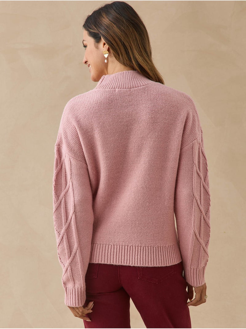 Pull court torsadé col montant - daxon Rose - Kiabi