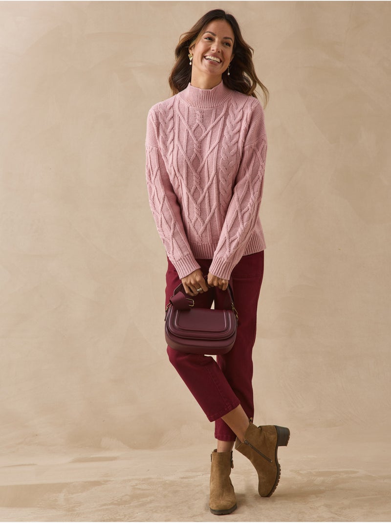 Pull court torsadé col montant - daxon Rose - Kiabi