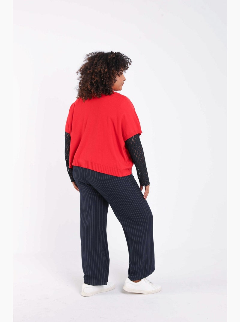 Pull court uni en viscose PAPRIKA Rouge - Kiabi