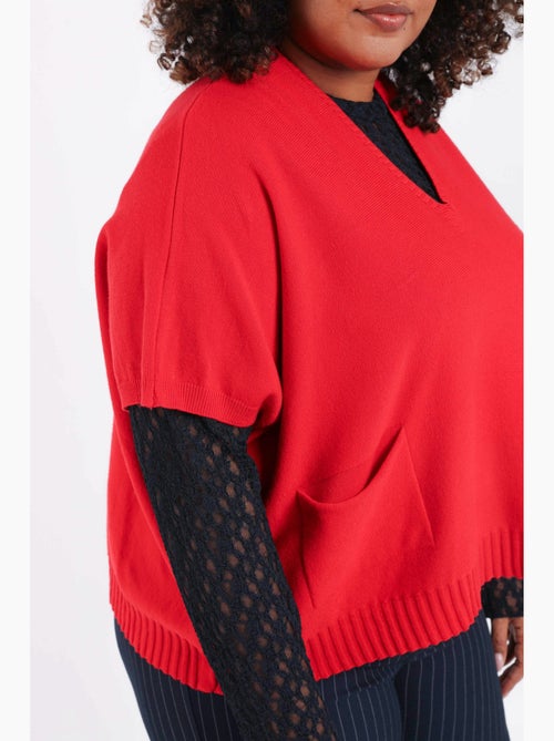 Pull court uni en viscose PAPRIKA - Kiabi