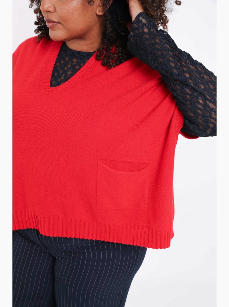 Pull court uni en viscose PAPRIKA Rouge - Kiabi