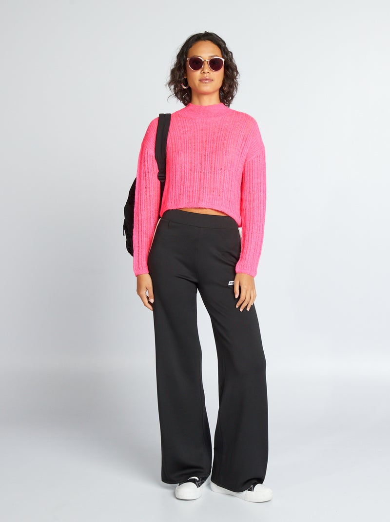 Pull crop top en fine jauge Rose fluo - Kiabi