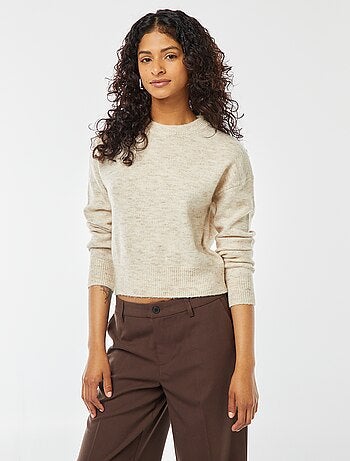 Pull crop top en maille douce