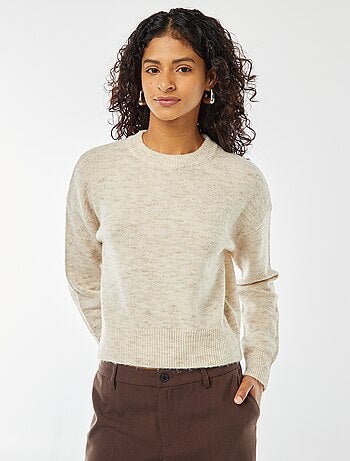 Pull crop top en maille douce