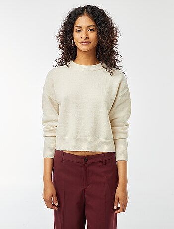 Pull crop top en maille douce
