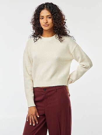Pull crop top en maille douce