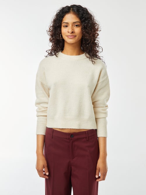 Pull crop top en maille douce - Kiabi
