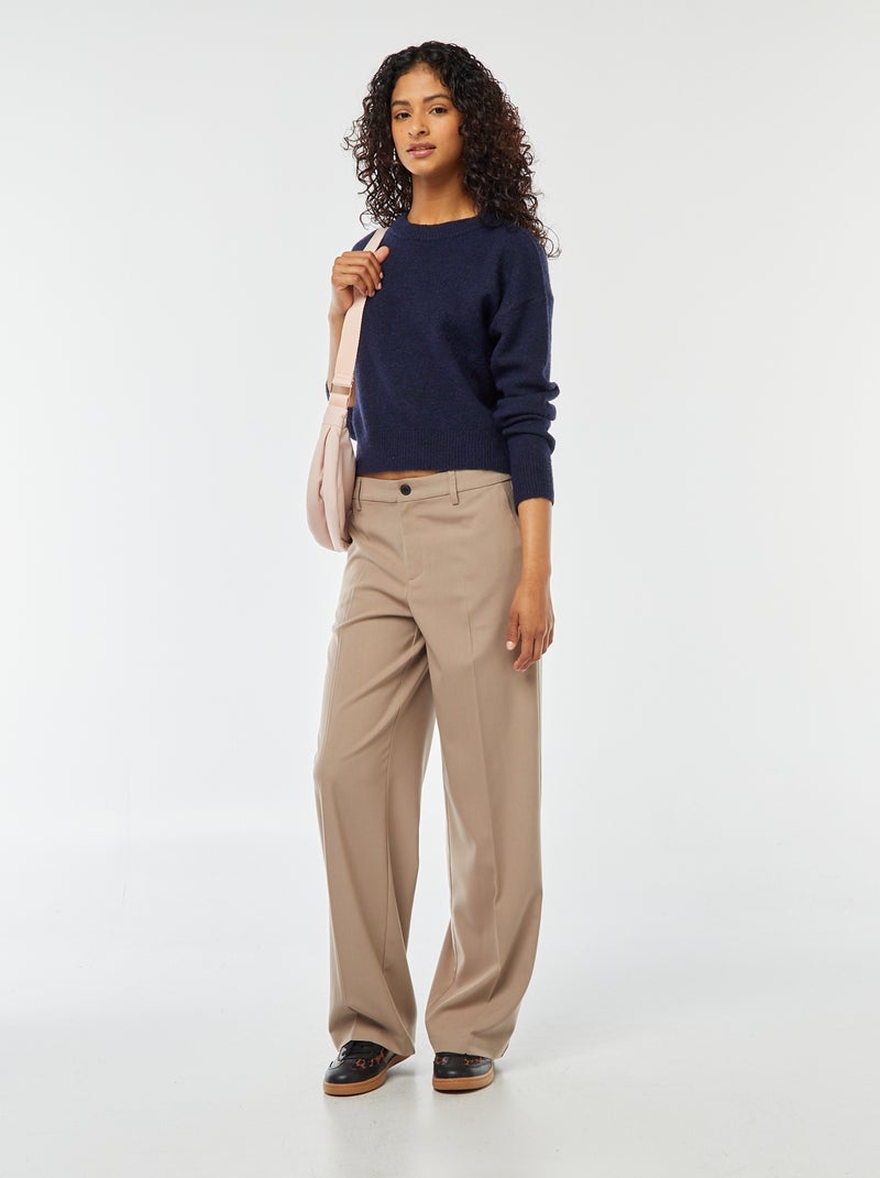 Pull crop top en maille douce Bleu marine - Kiabi