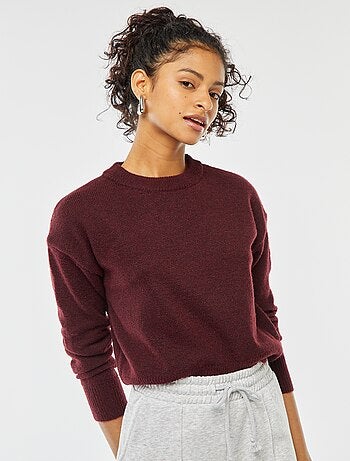 Pull crop top en maille douce