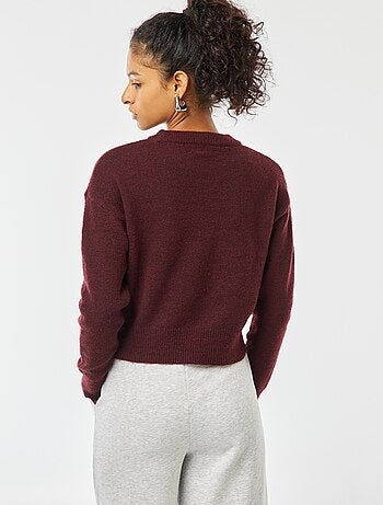 Pull crop top en maille douce