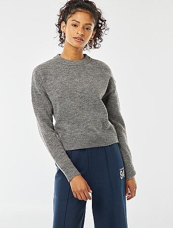 Pull crop top en maille douce