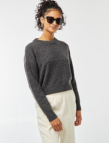 Pull crop top en maille douce