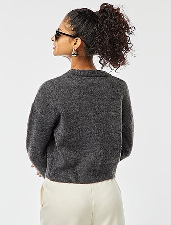 Pull crop top en maille douce