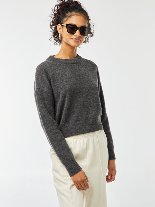Pull crop top en maille douce - Kiabi