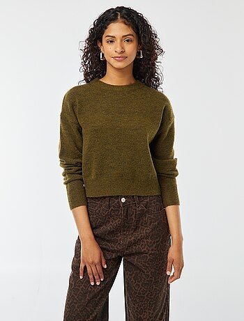 Pull crop top en maille douce