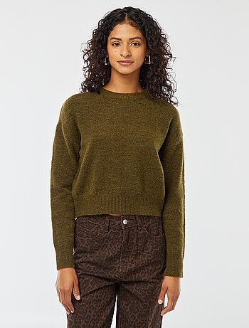 Pull crop top en maille douce