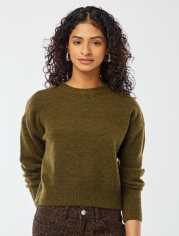 Pull crop top en maille douce